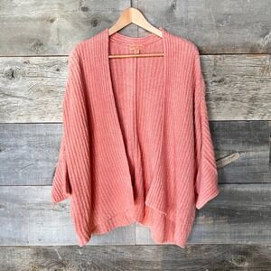 Barefoot Dreams CozyChic Lite Shrug 1X Coral Ribbed Cardigan Oversized Lounge